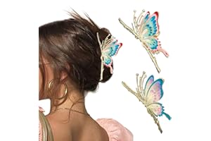 Butterfly Hair Claw Clips for Women,2Pcs Large Non-Slip Strong Metal Butterfly Hair Clips Sparkly Hold Hair Jaw Clips Cute Ha