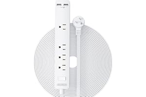 NTONPOWER Long Extension Cord 25 Ft, Flat Extension Cord Under Carpet, Rug, Door, Power Strip Long Cord, Wall Mount Power Strip with 4 Outlets 2 USB, Overload Protection for Indoor, Home, Dorm, Office