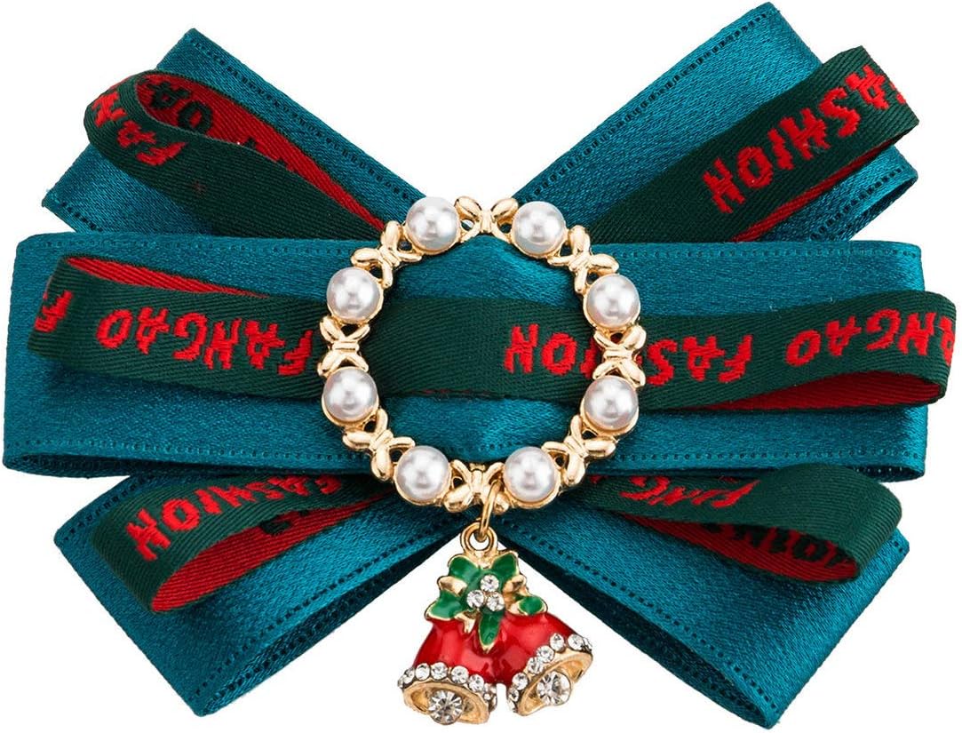 Brooch Pin Necktie Christmas Bowknot Tussores Pre-Tied Bowties Breastpin Jewelry for Women Wedding Party
