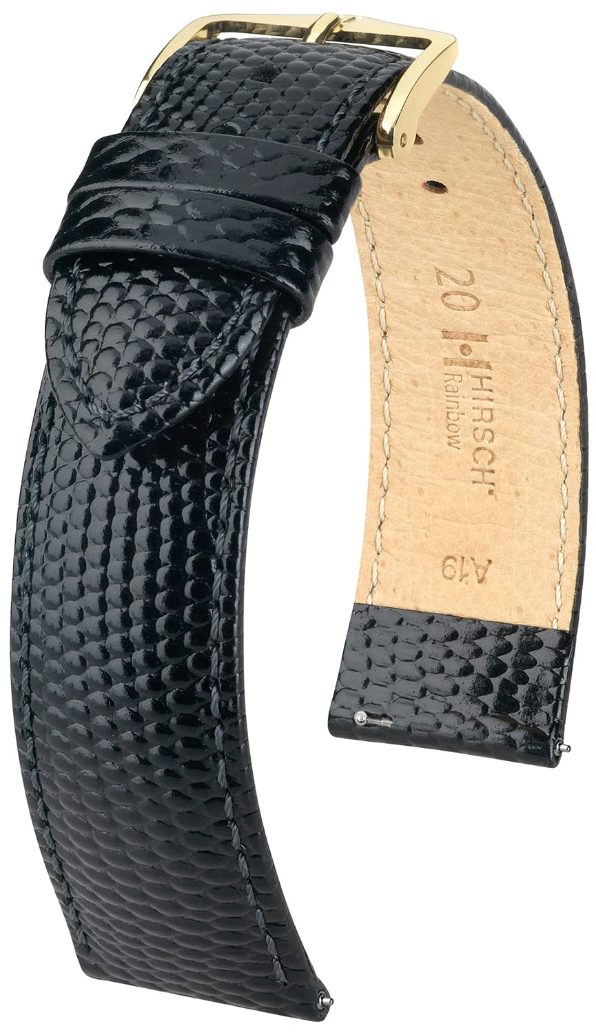 HIRSCH Rainbow Genuine Calf Leather Watch Strap with Lizard Embossing for Men & Women, 18 mm