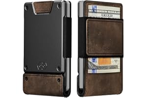 PROOF Wallet | Slim Minimalist Wallets for Men | Leather & Metal | RFID Wallet | Front/Back Pocket | Gift Box | Veteran Owned