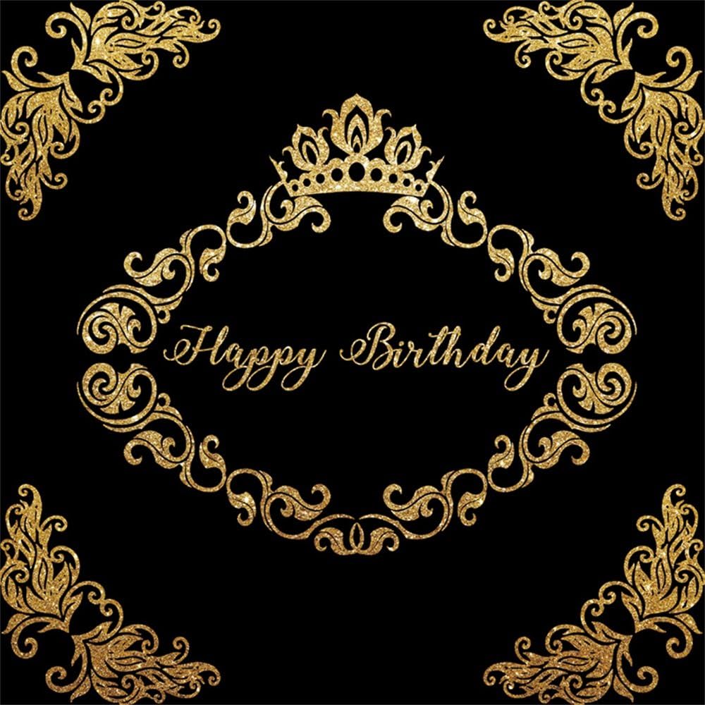 Amazon Com Lfeey 6x6ft Father Mother Birthday Party Backdrop For Photos Black Background Gold Crown Flower Pattern Adutls 30th 40th 50th Birthday Parties Photo Booth Props Camera Photo