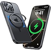 MAGIC JOHN 360° Rotatable Magnetic Invisible Stand for iPhone 16 Pro Case [Camera Control Button] [Compatible with MagSafe] 16FT Shockproof for iPhone 16 Pro Case with Kickstand, Black