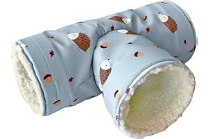 YMID SELECT Handmade Fleece 3-Way Small Animal Tunnel Collapsible Pet Play Toy Tunnel Tube for Dwarf Rabbit Hamster Guinea Pig toys Chinchilla Sugar Glider Hedgehog Hideout Cave (Blue)