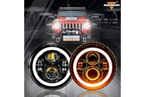 Auxbeam 7 Inch LED Headlights Replacement for Jeep Wrangler JK JKU TJ LJ CJ, Hi/Lo Beam 7" Headlamps for Rubicon Sport, Sahar