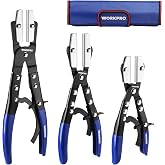 WORKPRO 3-Piece Ratcheting Hose Pinch Off Pliers Set with Storage Bag | 8", 10", 12" Locking Hose Pinch Pliers Set - for Radiator, Coolant, Automotive, Fuel Lines