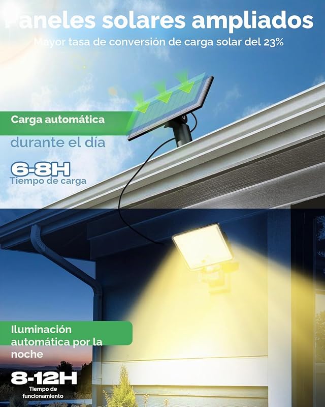 6 Paquete 342LED Luz Solar Exterior Jardin Mando a Distancia