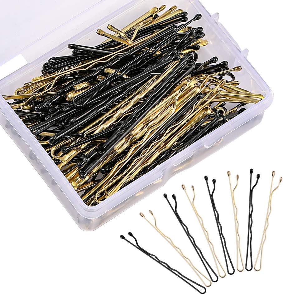 Épingles à Cheveux, 50 Bobby Pins en acier inoxydable noir et 50 pinces en métal blond avec