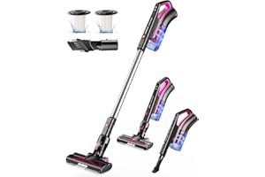 HAWKAM Cordless Vacuum Cleaner with 2200mAh Detachable Battery, Telescopic wand, 7 in 1 Lightweight Stick Vacuum, Rechargeable Electric Broom, V-Shaped Anti-Tangle Roller Brush for Home Pet Hair Hard Floor