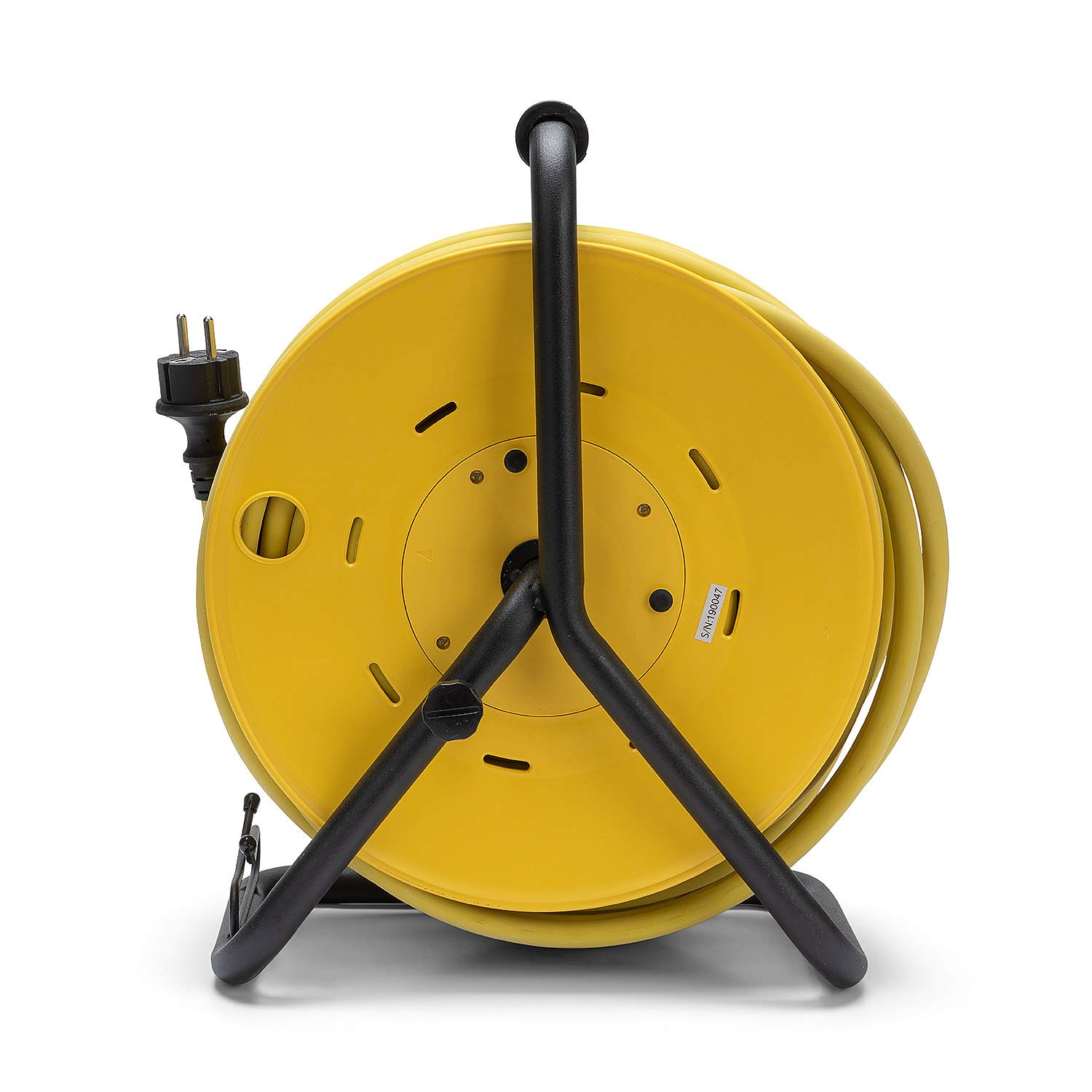 Stak REELPRO-FR-25 Kabeltrommel, professionell, feste Trommel, wasserfest IP44, 25 m langes Gummikabel 3G2,5 mm2 für Baustellen, Basteln, Garten 4 Steckdosen, Rahmen aus Stahl, Gelb 5