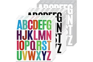 BINLINHONGO 490 2 Inch Alphabet Stickers, Self-Adhesive Waterproof Vinyl Letters Sticker Decals for Doors, Mailboxes, Scrapbooks, Home Decors - 12 Sheets Multi