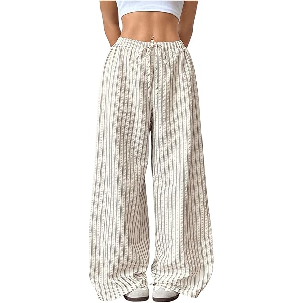り*う様 40s Stripe wide straight slacks pan LilySilk Silk Wool Pants for Women Pinstriped High-Rise