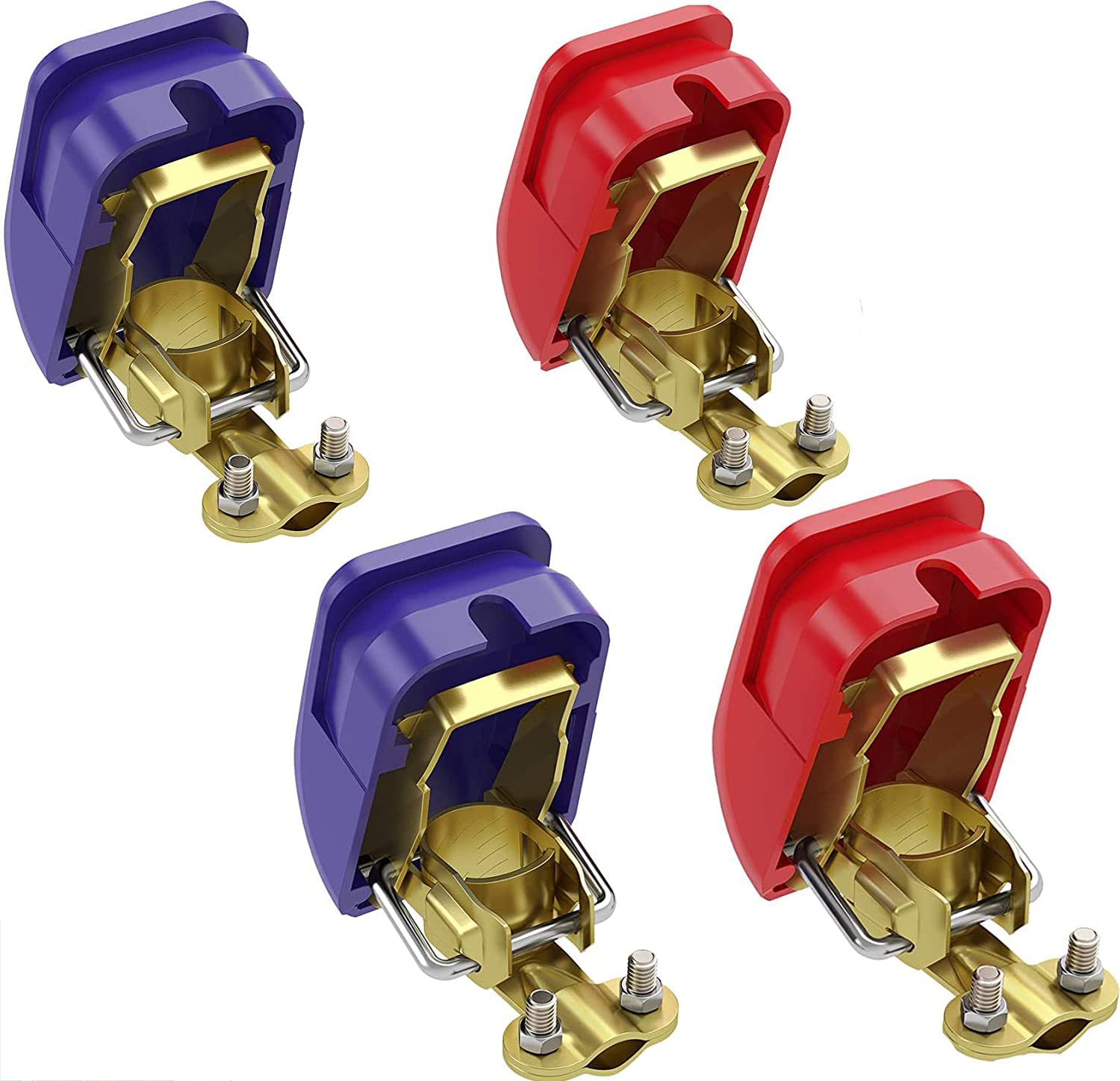 eSynic 4Pcs Quick Release Battery Terminals Clamps Connectors Car Battery Terminals Clamps 12V Battery Terminals Clamps Connectors Quick Disconnect Terminals for Car Caravan Motorhome Terminal etc