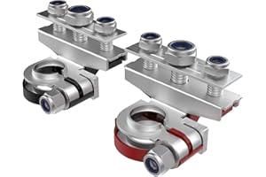 HUSUKU 2pcs 12V Automotive Top Post Car 3 Way Battery Wire Cable Terminals Clamp Connectors Kit Positive and Negative Set Red & Black