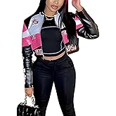 VOIKERDR Leather Jacket Women Zipper Moto Biker Short Leather Jacket Women Bomber Jacket Women Faux Leather Jacket