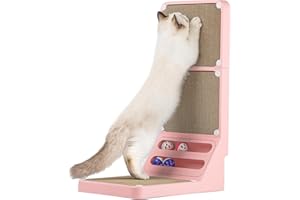 Goosheep Cat Scratching Board Cat Scratching Ball Wall Scratchers for Indoor Cats L Shaped Cat Scratcher Cat with Scratcher Replacement Pads Pink