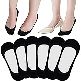 ATBITER No Show Socks Womens Flats, 6 Pairs Non Slip Invisible Ultra Low Cut Liner Footies Socks for Loafer Boat