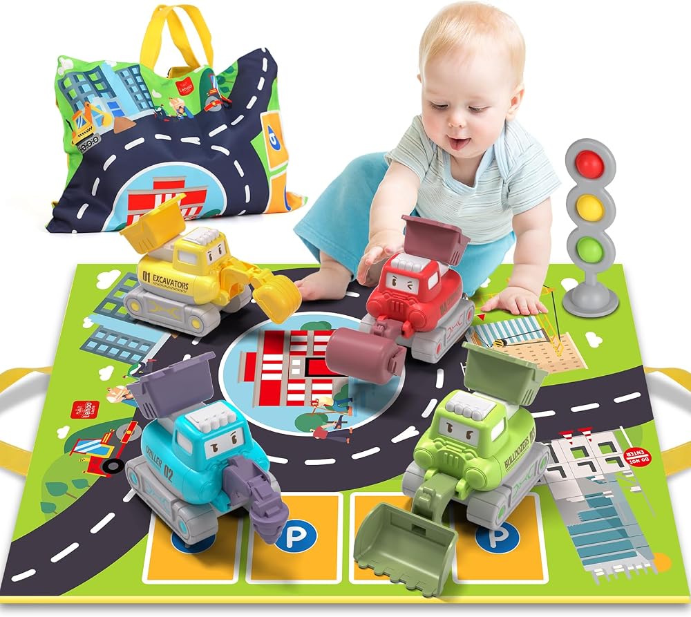 Lehoo Castle 6-in-1 Construction Toy Car Set Digger Bulldozer Rollers for