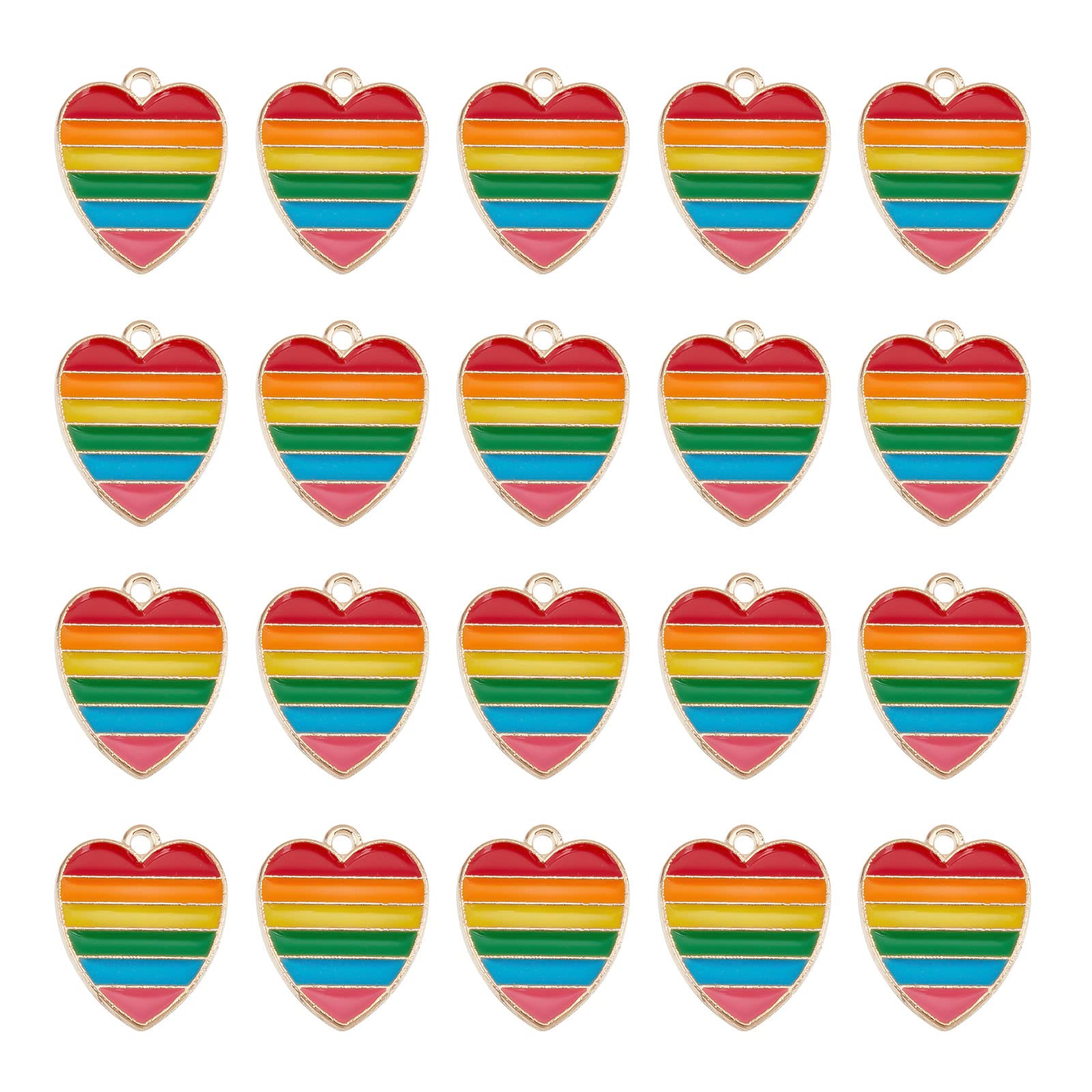 NBEADS 30 Pcs Heart Rainbow Charms, Heart Alloy Enamel Pendants LGBT Gay Pride Gift Colorful Heart Dangle Charms for LBGT Christmas Valentine's Day Jewelry Making Necklaces Bracelets