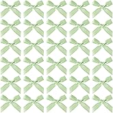 Mxxipp 35pcs Mini Ribbon Bows, Small Satin Ribbon Bow, Cute Soft Bowknot Sewing Accessories for Flowers Bakery Wrapping Christmas Wedding Birthday Party Decoration- Light Green