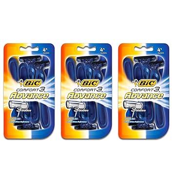 Amazon Com Bic Comfort 3 Advance Disposable Razor Men 4 Count