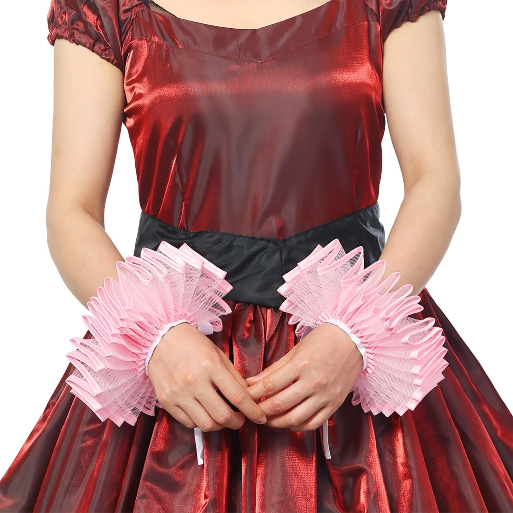 BPURB 2 Pieces Renaissance Tudor Elizabethan Ruffled Wrist Ruffs Clown Hand Cuff Arm Bands Victorian Costume Fancy Dress Accessories for Halloween Carnival