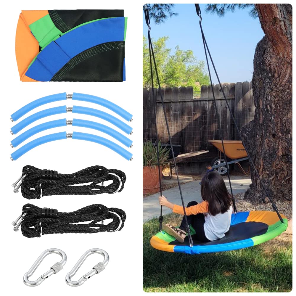 Saucer Tree Swing Seat for Kids 40 Inch Outdoor Round Tree Swing for Children Heavy Duty Safe Durable Easy Install for Backyard Multicolor