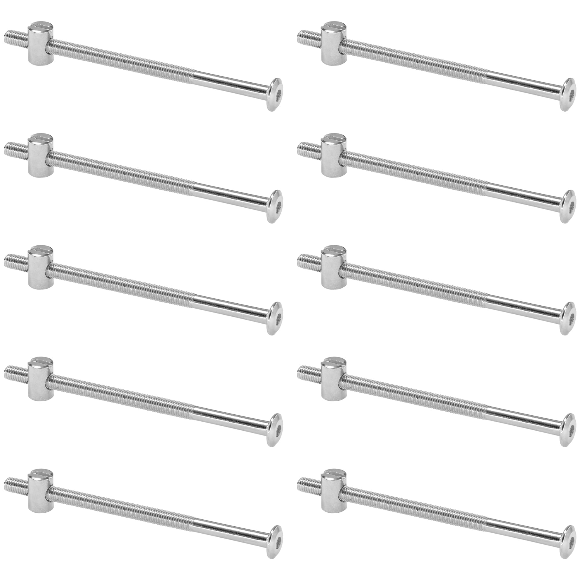 10 Sets of Furniture Connector Bolts and Barrel Nuts,Bed Bolt and Nut Kit (M6×110mm)
