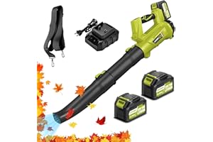AKOBR Electric Cordless Leaf Blower,540 CFM/170 MPH,Battery Powered with 2 x 6.0Ah Batteries,6-Speed & Turbo Mode,Lightweight for Lawn Care,Patio,Leaves,Dust,and Snow Removal