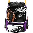 Athletico Baseball Bat Bag - Backpack for Baseball, T-Ball & Softball Equipment & Gear for Youth and Adults | Holds Bat, Helmet, Glove, & Shoes |Shoe Compartment & Fence Hook