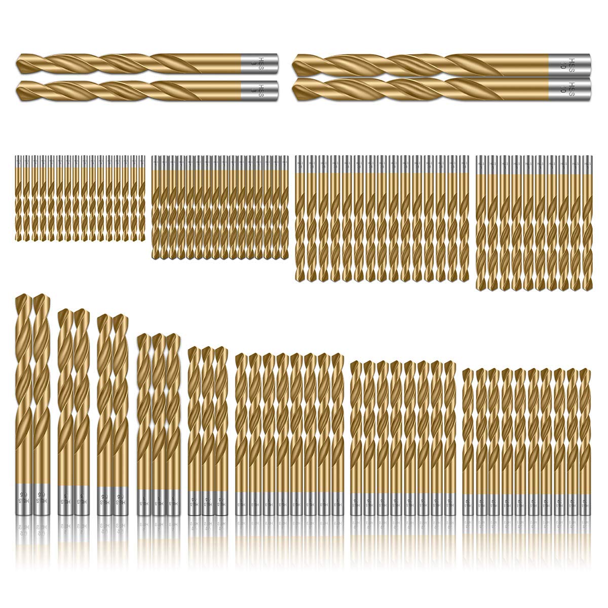 CYLBAQ 99pcs Drill Bit Sets, 1.5-10mm Titanium Coated HSS Drill Bits for Drilling Wood Plastic, Aluminum