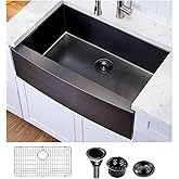 Hotis Black Farmhouse Sink, 33 Inch Farm Sink, Apron-Front 304 Stainless Steel Farmhouse Kitchen Sinks, 33x22 Inch Undermount