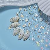 Ocean Theme Nail Stickers Summer Nail Decals 5D Sea Shell Whale Coral Bow Starfish Design Nails Adhesive Stickers Slider Manicure Accessories Shiny Ocean Nail Art Supplies Charms Decorations for Women