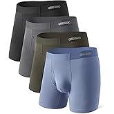 DAVID ARCHY Mens Underwear Silky Soft Second Skin Modal Boxer Briefs Waistfree Seamless Waistband Underwear for Men Pack of 4