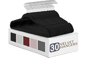 IR Imperial Rooms Velvet Hangers 30 Pack - Non Slip Black Felt Hangers with 360° Rotatable Hook - Clothes Hangers for Closet Holds up to 10 lbs - Coat, Pants & Dress Space Saving Hangers