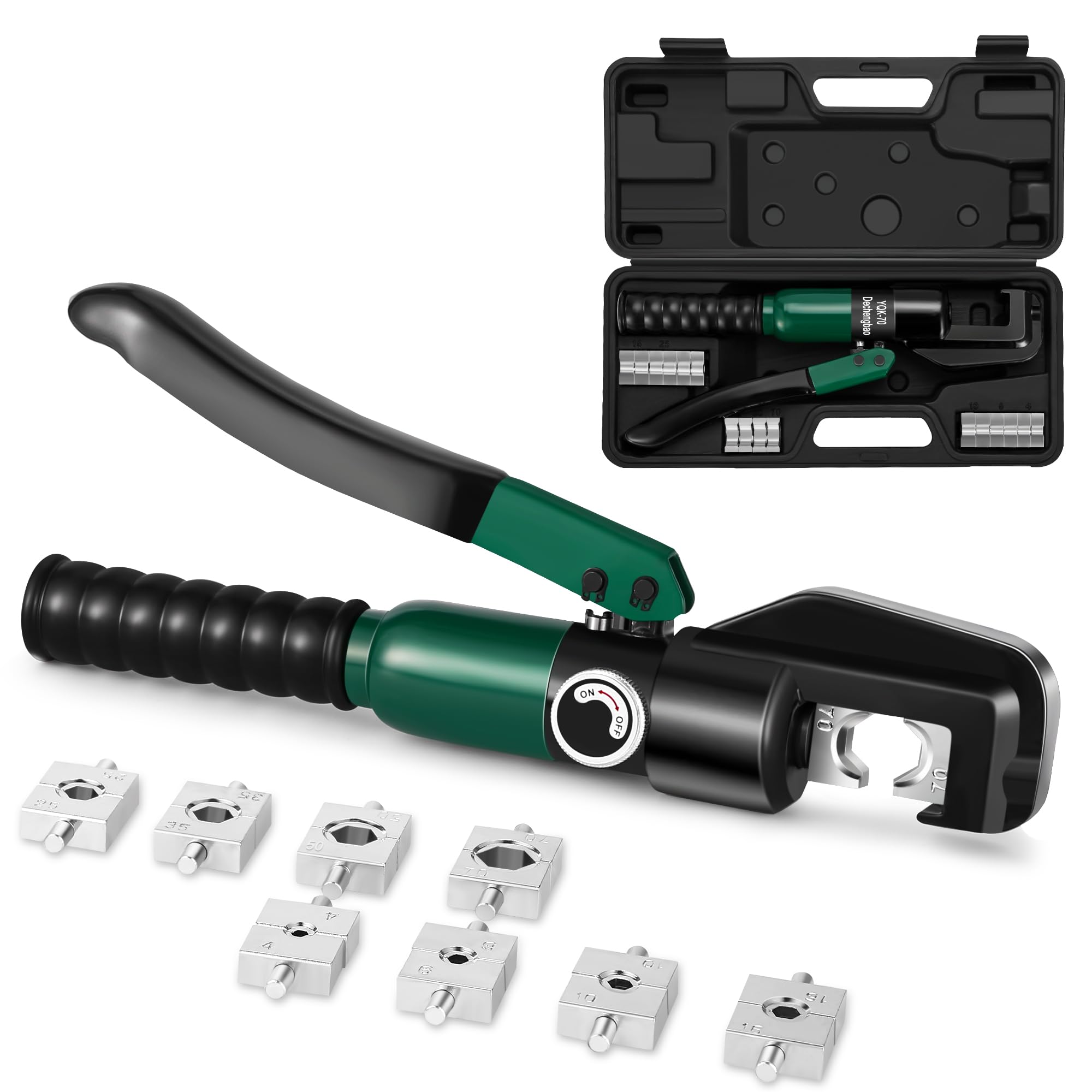 Dechengbao Hydraulic Cable Lug Crimper 6-70mm²，Electrical Terminal Cable Wire Tool Kit with 8 Die (4-70mm² Crimping Tool) (YQK70(4-70mm² Crimping Tool))