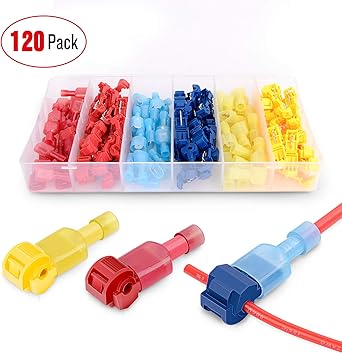 Amazon Com Nilight 50004r 120 Pcs 60 Pairs Quick Splice Wire Terminals T Tap Self Stripping With Nylon Fully Insulated Male Quick Disconnects Kit 2 Years Warranty Automotive