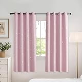 PONY DANCE Pink Star Themed Blackout Curtains 2 Panels 46 x 63 Inches view 2