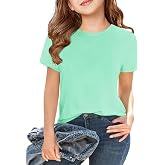 Girls Short Sleeve T Shirts Kids Summer Tops Crewneck Tees 5-14 Years