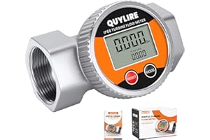 QUYLIRE Waterproof 1.5 Inch Water Flow Meter, 40-280 LPM Digital Inline Fuel Flowmeter with NPT Thread for Hot/Cold Water, Di