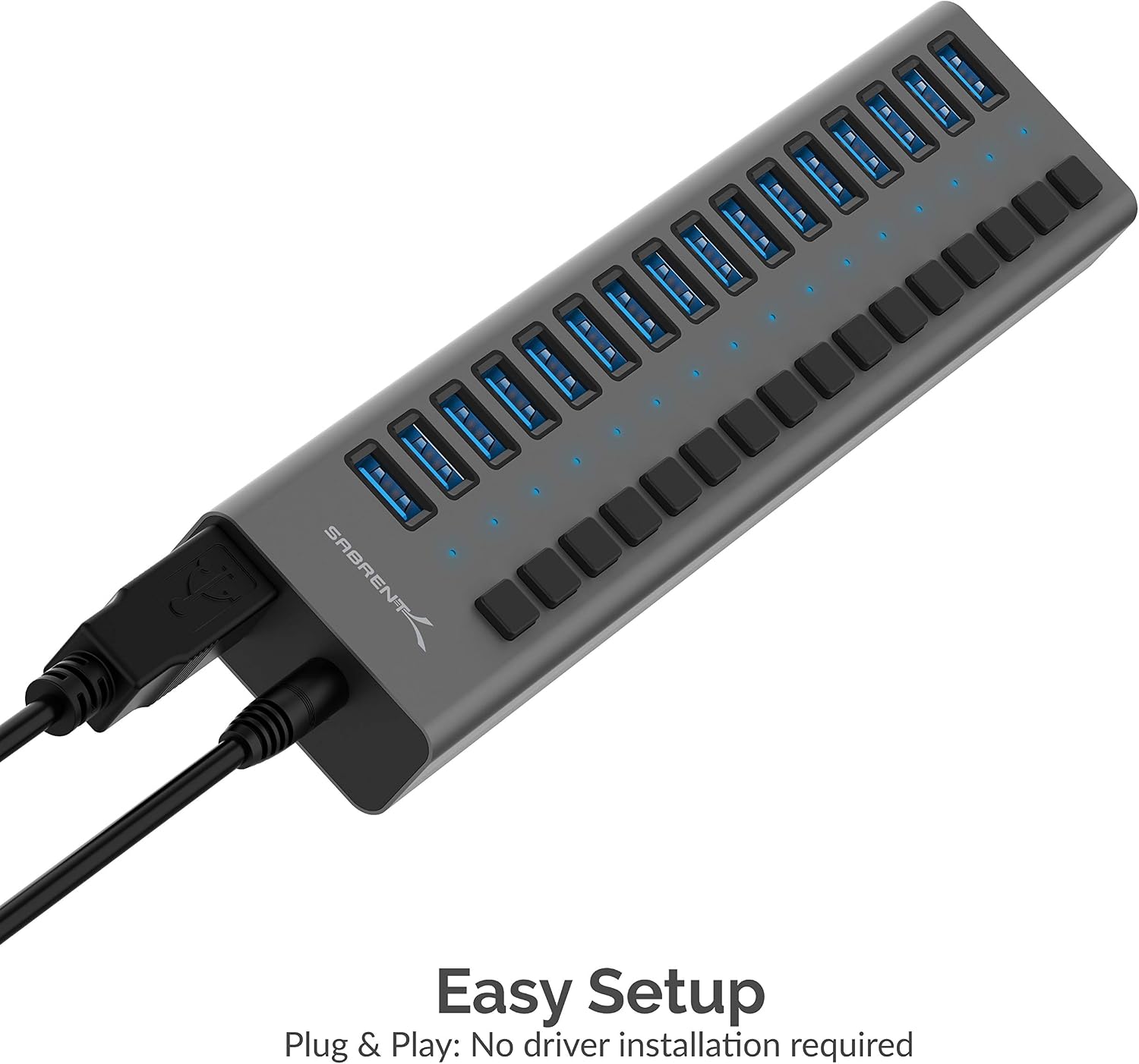 SABRENT Powered USB Hub, 16-Port USB 3.2 Docking Station with Individual Switches & LEDs - Image 5