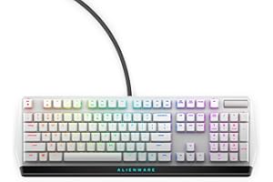 Alienware Low-Profile RGB Gaming Keyboard AW510K Light, Alienfx Per Key RGB Lighting, Media Controls and USB Passthrough, Cherry MX Low Profile Red Switches, Lunar light