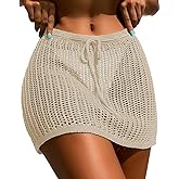 Verdusa Women's Tie Front High Waist Crochet Short Beach Skirt Swimsuit Cover Up