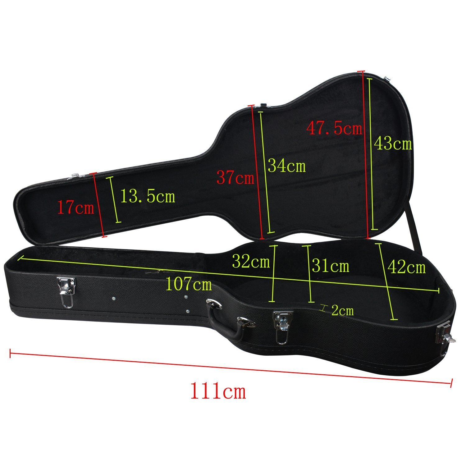 DoubleBlack Hard Shell Guitar Case For Acoustic Guitar 41 Inches
