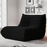 WHGBJA Bean Bag Chairs for Adults, BeanBag Reading Chair Memory Foam Couch, Floor Chair Soft Teddy Material, Comfy Reading Nook Chairs for Bedroom Living Room Office (Black)