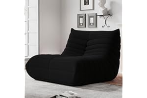 WHGBJA Bean Bag Chairs for Adults, BeanBag Reading Chair Memory Foam Couch, Floor Chair Soft Teddy Material, Comfy Reading Nook Chairs for Bedroom Living Room Office (Black)