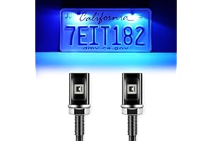 LivTee Super Bright License Plate Light, 12V License Tag Screw Bolt Accessories, Waterproof Black Aluminium Light Holder, Legal for Car Motorcycle Truck RV ATV Bike, Blue(2PCS)