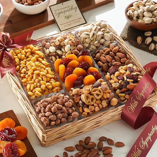 BROADWAY BASKETEERS FRUIT & NUTS SYMPATHY GIFT BASKET...