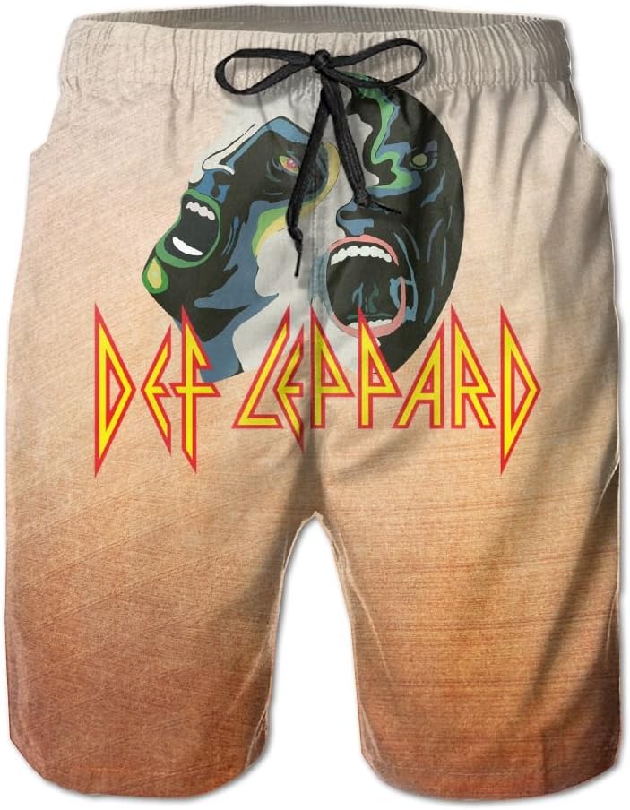Def_Leppard Mens Swim Elastic Waist Beach Boardshorts Pants