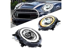 Archaic Headlights Compatible with Mini Cooper F56 F55 F57 2014-2024,LED Projector Headlamp w/Start UP Animation(Only For hal